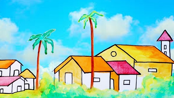 Dạy bé vẽ tranh phong cảnh quê hương