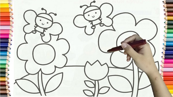 Cùng mẹ dạy bé vẽ tranh bông hoa sắc màu