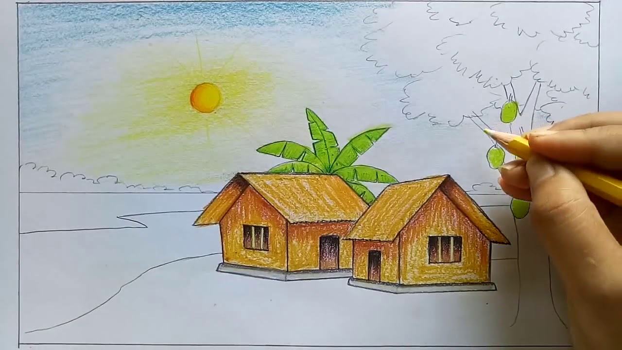 Dạy bé vẽ tranh phong cảnh quê hương hình ảnh 1