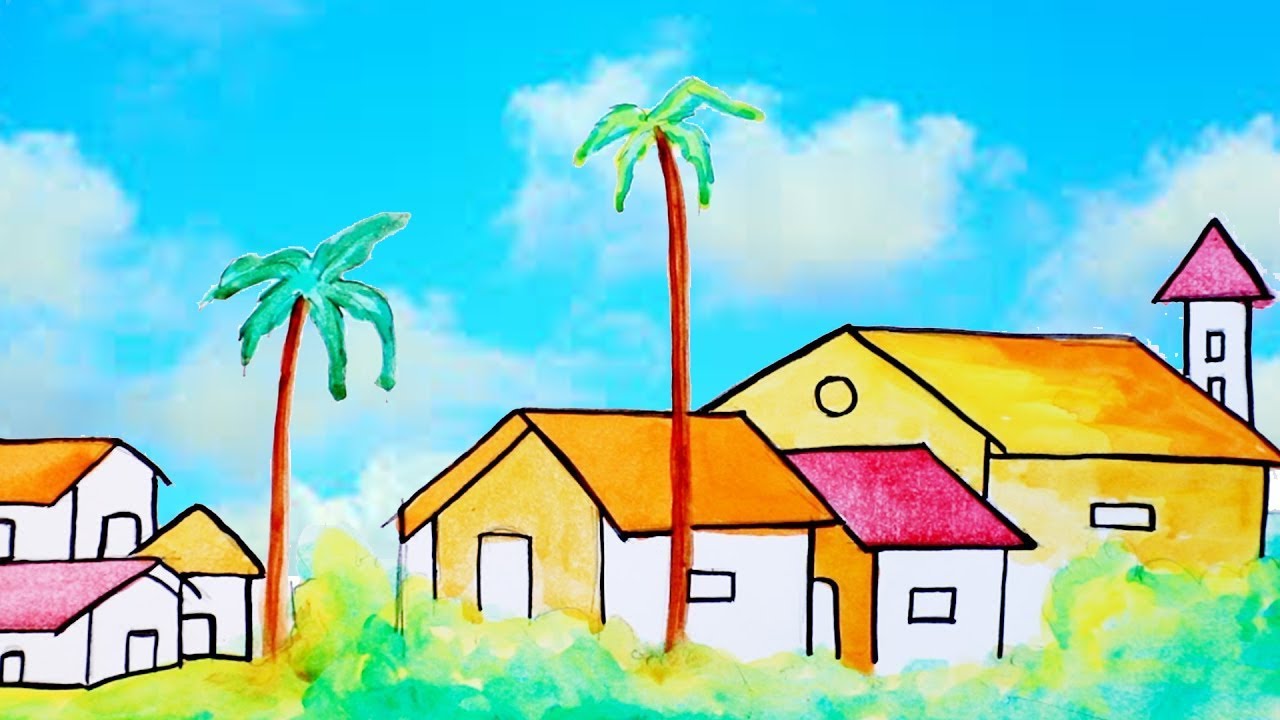 Dạy bé vẽ tranh phong cảnh quê hương hình ảnh 4